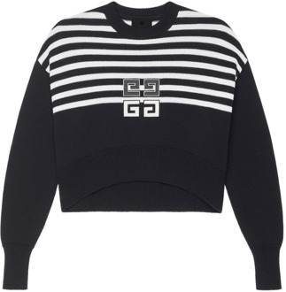 Givenchy Zwarte Bicolor Trui met 4G Patch Givenchy , Black , Dames - S,Xs
