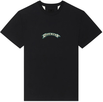 Givenchy Zwarte Crew Neck T-shirts en Polos met Handtekeningprint Givenchy , Black , Heren - 2Xl,Xl,L,M,S