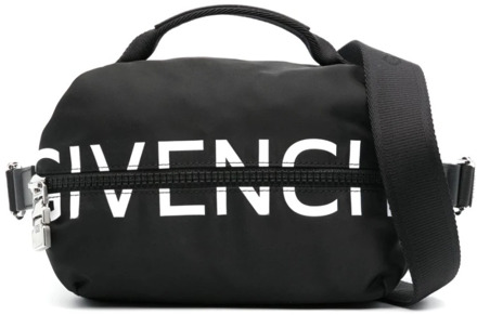 Givenchy Zwarte G-Zip Bumbag met Top Handvat Givenchy , Multicolor , Heren - ONE Size