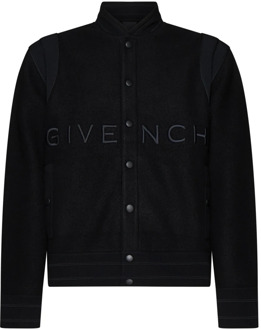 Givenchy Zwarte Jassen met Wit/Blauwe Accenten Givenchy , Black , Heren - Xl,L