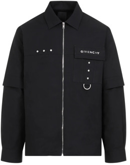 Givenchy Zwarte Katoenen Overhemd met Unieke Details Givenchy , Black , Heren - Xl,L