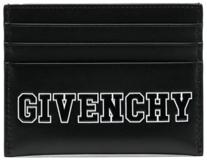 Givenchy Zwarte leren creditcard portemonnee met logo print Givenchy , Black , Heren - ONE Size