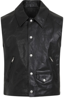 Givenchy Zwarte Leren Vest Stijlvolle Jas Givenchy , Black , Heren - M