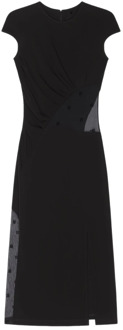 Givenchy Zwarte Plumetis Asymmetrische Jurk Givenchy , Black , Dames - S,Xs