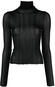 Givenchy Zwarte Semi-Transparante Gebreide Coltrui Givenchy , Black , Dames - M,S