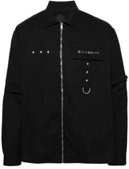 Givenchy Zwarte Shirt met Ritssluiting en Afneembare Mouwen Givenchy , Black , Heren - Xl,L,M
