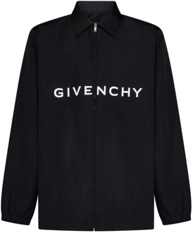 Givenchy Zwarte Shirts met Ritssluiting en Archetype Print Givenchy , Black , Heren - M,S
