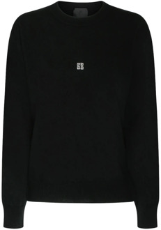 Givenchy Zwarte Wol 4G Logo Geborduurde Trui Givenchy , Black , Dames - L,M,Xs
