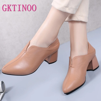 GKTINOO genuine leather shoes deep mouth single shoes women 2020 spring autumn new women's shoes pointed toe high heels women