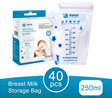 GL 40 stks/pak Moedermelk Opbergtas Babyvoeding Opslag Grote Maat 250ML Moedermelk Voeden Melk Diepvrieszakjes BPA gratis