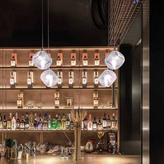 Glace hanglamp van glas, 3-lamps wit, transparant