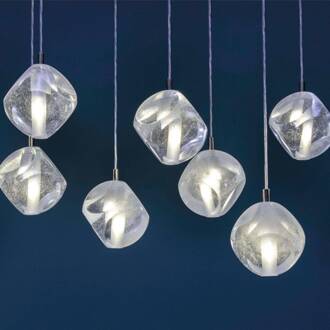 Glace hanglamp van glas, 5-lamps uitvoering wit, transparant