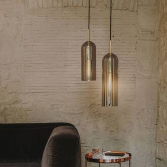 Glam hanglamp, rookglas, hoogte 38,5 cm rookgrijs-transparant, goud
