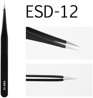 Glamlash Esd St Sa 6A-SA Serie Anti-Statische Pincet Gebogen Tweezer Straight Tip Tweezer Make-Up Tool ESD-12