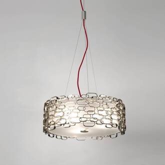 Glamour hanglamp nikkel nikkel, opaal, rood