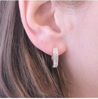 Glamour oorbellen - Oostenrijks kristal - maat Wit Zilver