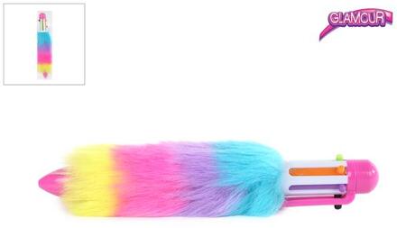 Glamour pluizige multi color balpen