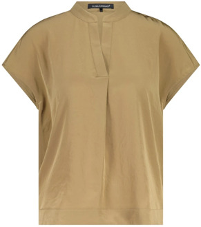 Glanzende blouse met V-hals Luisa Cerano , Brown , Dames - 2Xl,Xl,L,M,S,Xs