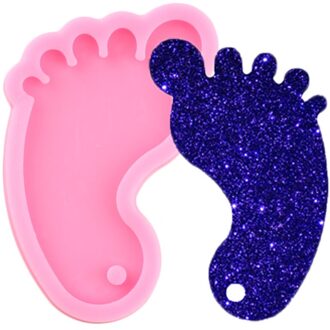 Glanzende Glossy Voet Vorm Ketting Sieraden Epoxy Silicone Mould Crafting Sleutelhanger Hanger Polymeer Klei Hars Mallen