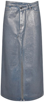 Glanzende Katoenen Hoge Taille Rok Co'Couture , Gray , Dames - Xl,L,M,S,Xs