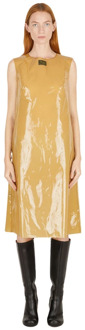 Glanzende Ribbon Back Jurk Raf Simons , Beige , Dames