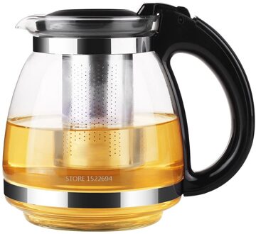 Glas 1.5L Theepot Theezeefje met Verwijderbare Zetgroep Pro Thee Pot Ketel met Thee Filter In