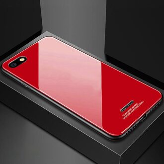 Glas Case Voor Xiaomi Redmi 6A Case Luxe Cover Gehard Glas Siliconen Frame Hybrid Hard Cover Op Voor Redmi 6A Gevallen Rood