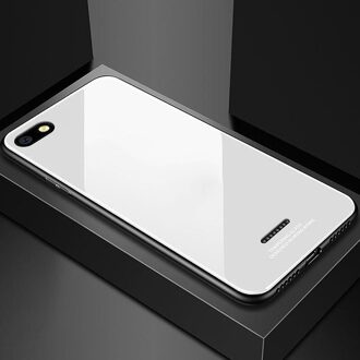 Glas Case Voor Xiaomi Redmi 6A Case Luxe Cover Gehard Glas Siliconen Frame Hybrid Hard Cover Op Voor Redmi 6A Gevallen wit