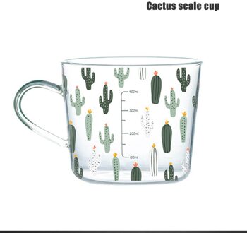 Glas Cup Grote Thee Water Glazen Mok Crystal Mlik Drinkware Coffe Beker Ontbijt Kantoor Huishoudelijke Paar 500Ml Schaal cactus
