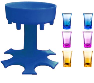 Glas Dispenser Grijs Zes Manieren Meerdere Bar Accessoire Drinken Games 6 Shot Party Wijn Gereedschap Borrelglas Dispenser blauw A2