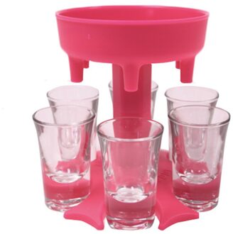 Glas Dispenser Grijs Zes Manieren Meerdere Bar Accessoire Drinken Games 6 Shot Party Wijn Gereedschap Borrelglas Dispenser roze A1