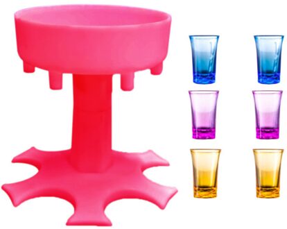 Glas Dispenser Grijs Zes Manieren Meerdere Bar Accessoire Drinken Games 6 Shot Party Wijn Gereedschap Borrelglas Dispenser roze A2