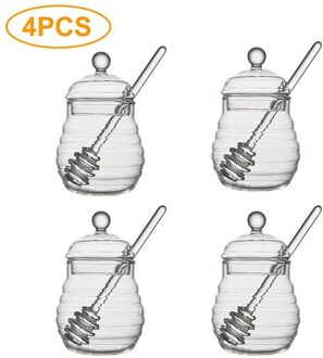 Glas Honing Jar Hoge Borosilicaatglas Keuken Honing Pot Met Dipper En Deksel Opslagtank Container Voor Honing Siroop 320/410Ml S4