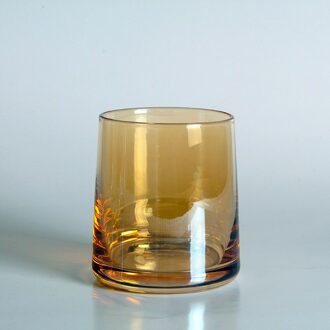 Glas Kleurrijke Water Glas Home Dikke Bodem Whiskey Glas Citroen Cup Handgemaakte Kleurrijke Wind Netto Rode Borrelglaasjes Set amber 270ml-1stk