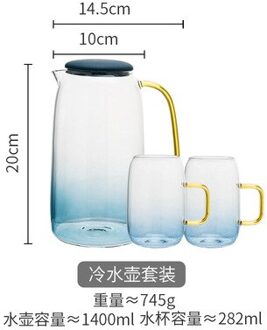 Glas Koud Water Pot Binnenlandse Hittebestendig Grote Capaciteit Theekopje Hittebestendig Explosieveilige Theepot Sap Pot Pot en 2 cups