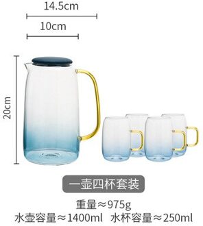 Glas Koud Water Pot Binnenlandse Hittebestendig Grote Capaciteit Theekopje Hittebestendig Explosieveilige Theepot Sap Pot Pot en 4 cups