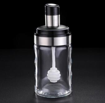 Glas Kruiden Tank Keuken Spice Kit Flessen Peper Lepel Kruiden Potten Olie Borstel Honing Container Voedsel Opslag Container Donker Kaki