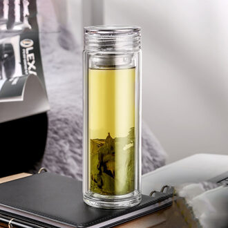 Glas Mannen En Vrouwen Isolatie Hittebestendige Dubbele Verdikking Draagbare Transparante Grote Capaciteit Water Cup Filter Bubble Cup groen