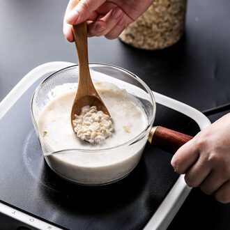 Glas Melkkan Met Houten Handvat 400Ml/600Ml Is Gebruikt Voor Koken Pasta Salade Gaskettles En Pannen