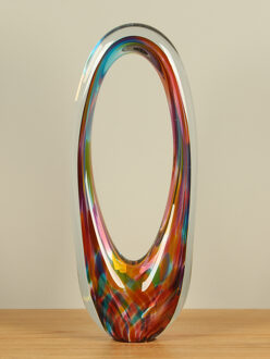 Glas object ovaal rood, 41cm