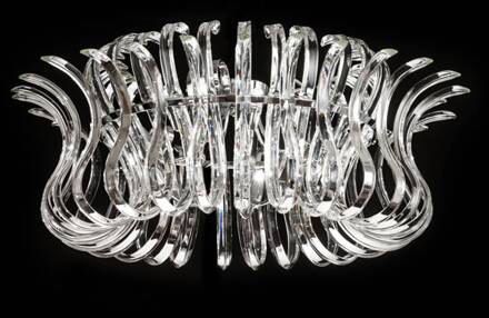 Glas-plafondlamp Wave met 65 cm doorsnede zilver, helder