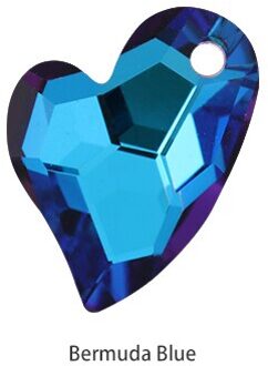 Glas Rhinestones Skew Hart Ketting Vrouwen Crystal Glitter Hangers Strass Decoratie voor Kleding Trui Kettingen Pendan Bermuda blauw