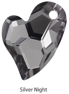 Glas Rhinestones Skew Hart Ketting Vrouwen Crystal Glitter Hangers Strass Decoratie voor Kleding Trui Kettingen Pendan zilver night shadow