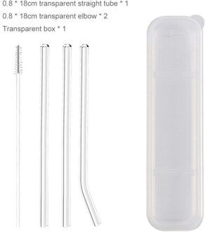 Glas Rietjes Clear Gebogen Herbruikbare Stro Voor Smoothies Essentiële Oliën Met Reinigingsborstel Stro Set A3