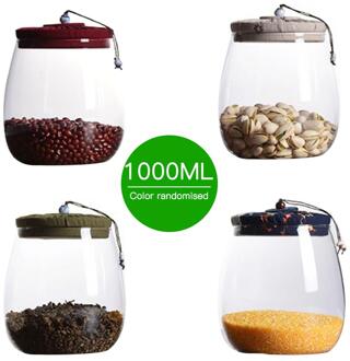 Glas Thee Blikken Pu'er Thee Opslag Verzegelde Potten Met Doek Cover Transparant Kurk Opslag Potten Keuken Opslag 1000ML