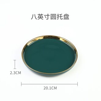 Glas Transparant Deksel Fruitschaal Keramiek Afternoon Tea Cake Tray Glas Cover West Point Lade Taart Plaat Fruit Dessertbord tray--8 inches