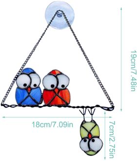 Glas Venster Opknoping Decoratie Unieke Uil Ornament Craft Chain Opknoping Voor Balkon Tuin Decoratie Outdoor Home Decor # W0