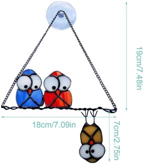 Glas Venster Opknoping Decoratie Unieke Uil Ornament Craft Chain Opknoping Voor Balkon Tuin Decoratie Outdoor Home Decor # W0