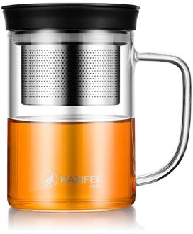 Glas Water Fles Borosilicaatglas Koffie Mok Thuis Geïsoleerde Kantoor Cup Met Handgreep Reizen Mok Thee Zetgroep Filter Water Cup zwart met Brush