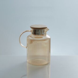 Glas Water Pitcher Cup Set Waterfles Nordic Keuken Sapkan Huishoudelijke Hittebestendige Waterkoker Grote Capaciteit Theepot Set Kopjes amber 1 jug